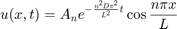 $$u(x,t)=A_n e^{-\frac{n^2 D \pi^2}{L^2}t}\cos{\frac{n \pi x}{L}} $$